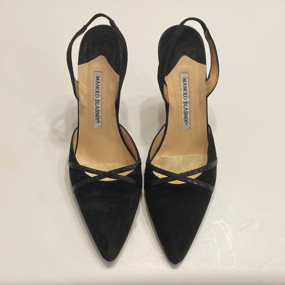 Manolo Blahnik Black Suede Heels